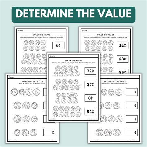 Printable Coin Worksheets, Learn Coins, Count Money, Back to School