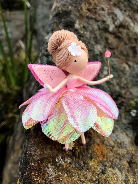 Mini Fairy Doll Yellow Orange Pink Flower Fairy Bendy Doll Etsy