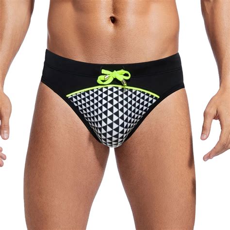 Pitauce Mens Swim Briefs Padded Quick Dry Bikini Swimwear Drawstring