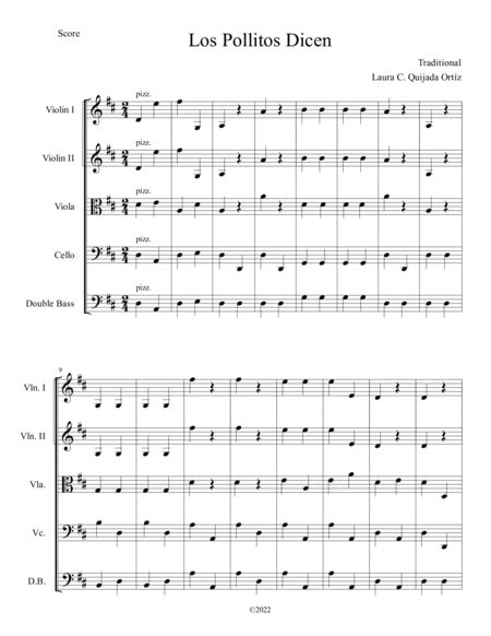 Los Pollitos Dicen Open Strings And First Finger Score And Parts By Traditional String