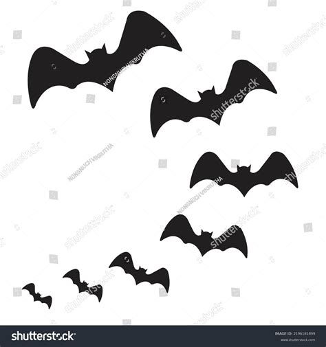 Halloween Black Bat Icon Set Bats Stock Vector Royalty Free