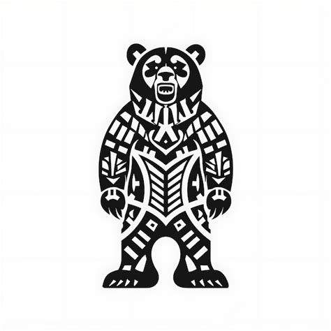 Premium Photo Fierce Bear Clan Totem Logo With A Bear Standing On