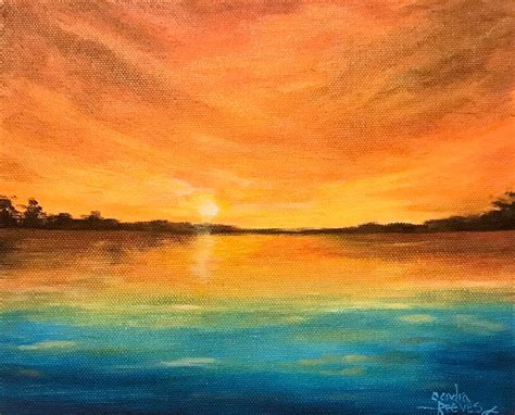 Sunset Orange Original Oil Painting 8 X 10 Stretched Canvas Etsy