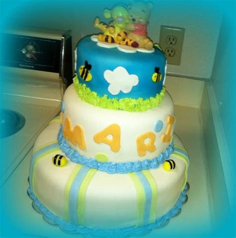 Pooh Bear Baby Shower Cake - CakeCentral.com