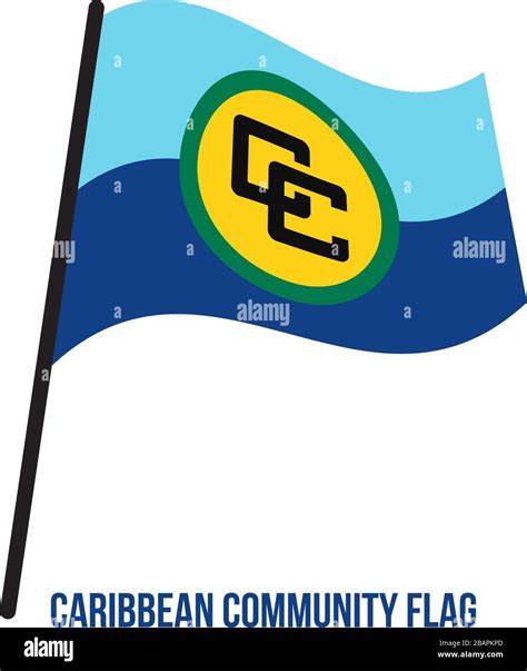 Caribbean Community Flag Waving Vector Illustration On White Background