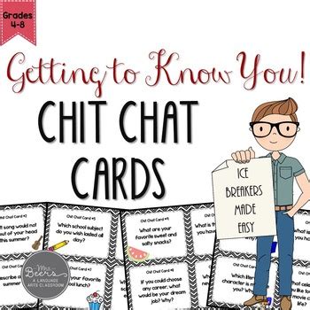 Chit Chat Cards for Grades 4-8 - Mrs. Beers Language Arts Classroom