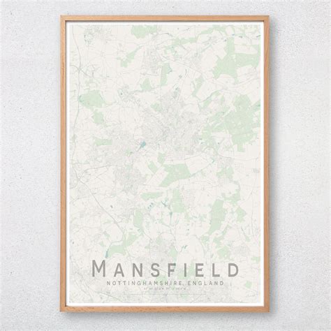 MANSFIELD Map Print England City Map Print Mono Wall Art Poster ...