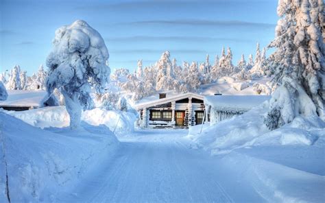 mountain, snow, nature, cabin, trees, winter - Coolwallpapers.me!