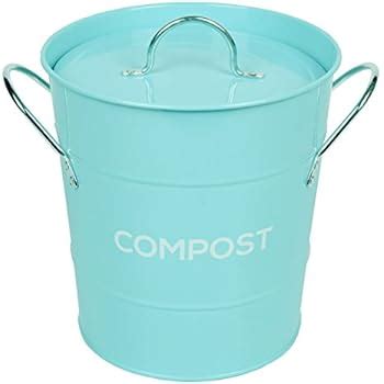 Light Blue Metal Kitchen Compost Caddy Composting Bin For Food Waste