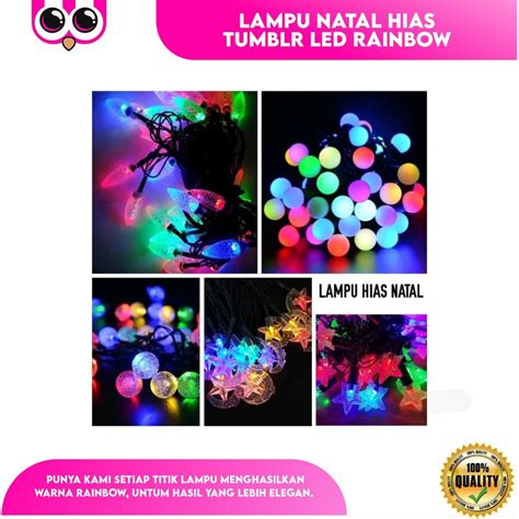 Jual Lampu Natal Hias Tumblr Led Rainbow Motif Lampu Dekor Warna