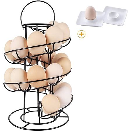 Black Metal Egg Skelter Spiral Design Egg Dispenser Rack Holder With