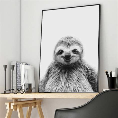 Wall Art Sloth Black White Canvas Prints Poster Prints Art Prints