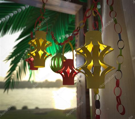 Decorations inside a Sukkah during the Jewish holiday celebration of ...