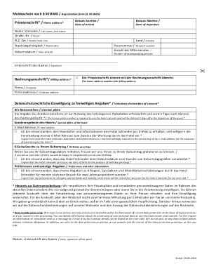 Fillable Online Meldeschein Nach30 BMG Registration Form 30 BMG