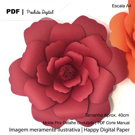 Molde Digital P Flor Gigante De Papel No Elo7 Happy Digital Paper