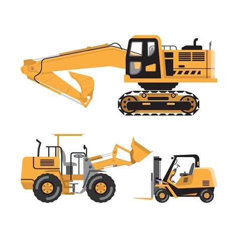 Premium Vector Excavator Design Vector Excavator Set Concept