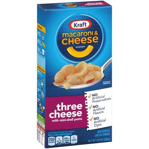 Kraft Three Cheese Macaroni And Cheese Dinner 725 Oz Box La Comprita