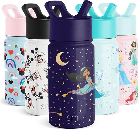 Simple Modern Disney Princesses Botella de agua para niños con tapa