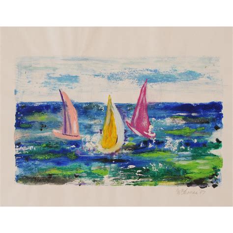 Vintage Sailboat Oil Painting | Chairish