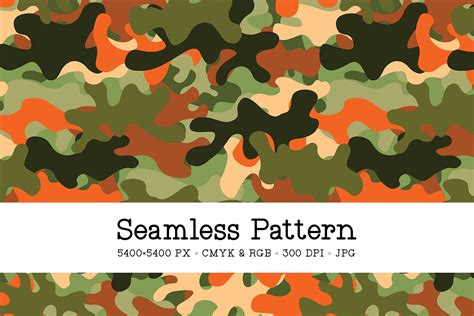 Green & Orange Camo Seamless Pattern Graphic by Sabina Leja · Creative ...