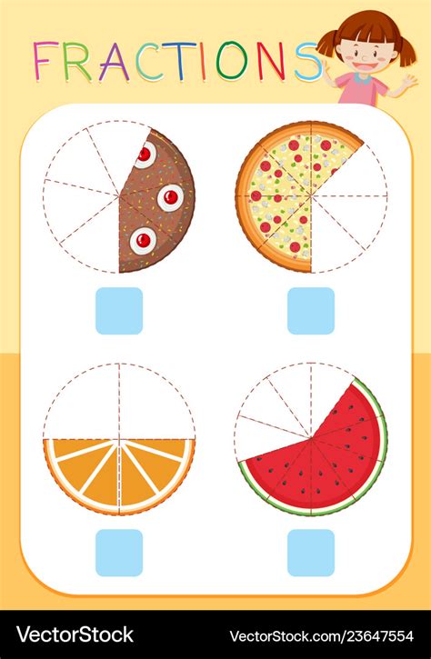 Set cake fractions Royalty Free Vector Image - VectorStock