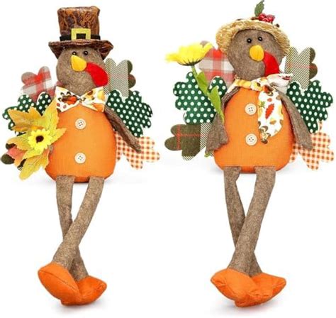 Ogrmar 2 Pack Stuffed Turkey Couple Doll Thanksgiving