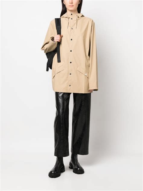 Rains Hooded Waterproof Jacket In Nude ModeSens
