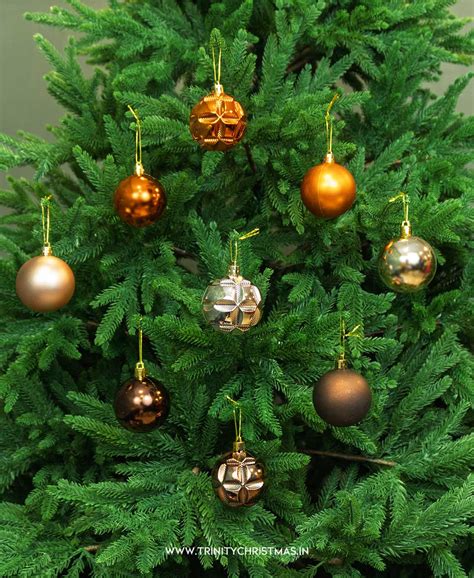 Buy 9pcs Brown Spark Christmas balls - Trinity Christmas