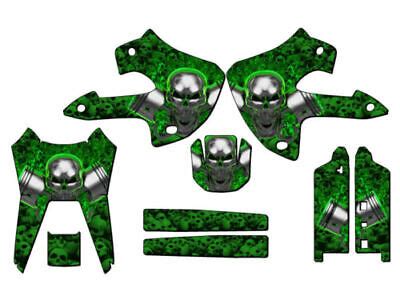 1997 2008 KLX 300 FLAMING GEARHEAD Green Senge Graphics Kit Compatible