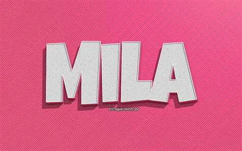 Mila Pink Lines Background With Names Mila Name Female Names Mila