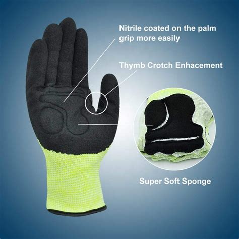 Hi Viz Cut Resistant Level Protection Sandy Nitrile Palm Coated Tpr