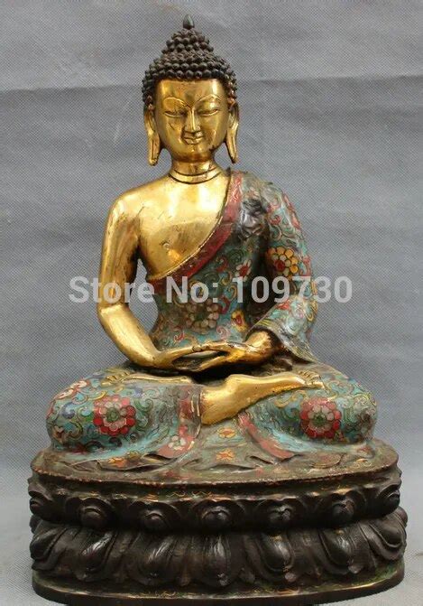 Bir 003033 13 Tibet Cloisonne Bronze Gilt Buddhist Shakyamuni