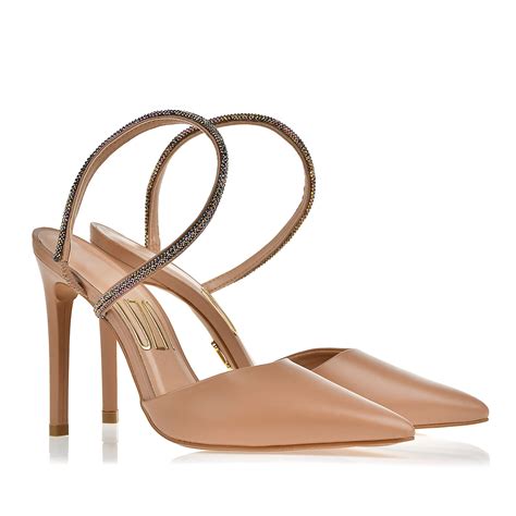 Slingback Salto Alto New Couro Nude Uza Shoes Sapatos Femininos