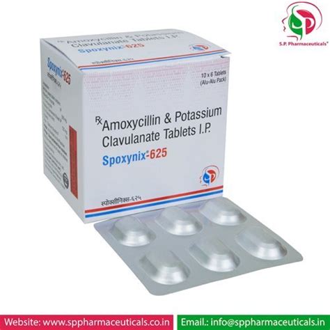 Spoxynix 625 Amoxicillin And Potassium Clavulanate Tablets Ip 625 Mg Packaging Size 10x6 At