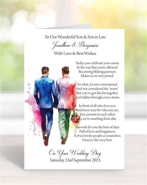 Handmade Personalised A Size SAME SEX GAY Wedding Congratulations Card