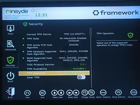 Cannot enable TPM in BIOS - Framework Laptop 13 - Framework Community