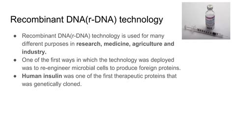 Applications of Recombinant DNA Technology | PPT