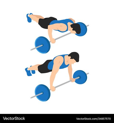Barbell Push Ups Exercise Royalty Free Vector Image