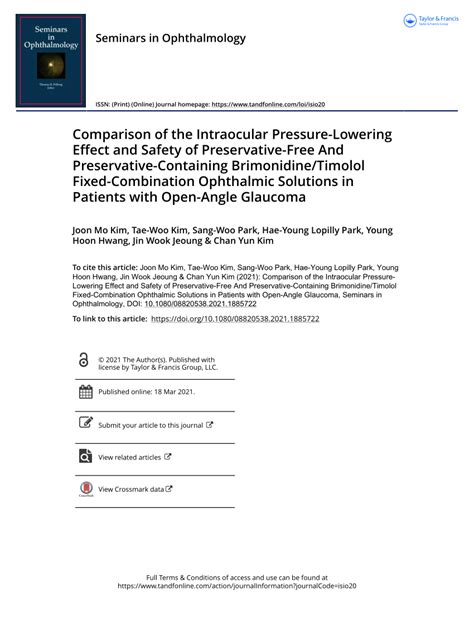 Pdf Comparison Of The Intraocular Pressure Lowering Effect And Safety