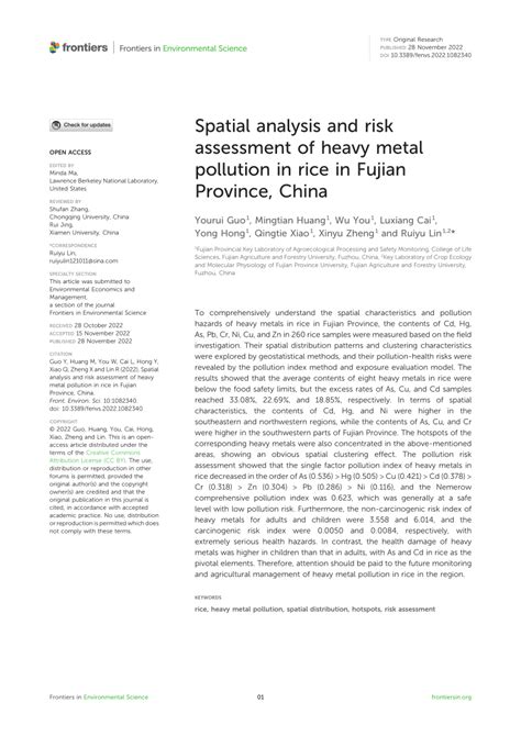 PDF Spatial Analysis And Risk Assessment Of Heavy Metal Pollution In