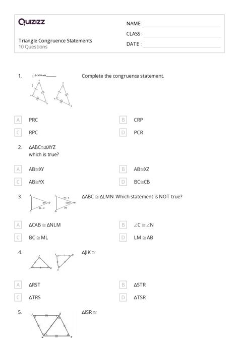 50 Congruence Worksheets For 9th Grade On Quizizz Free Printable