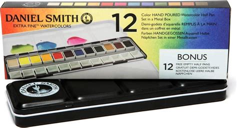 Daniel Smith Extra Fine Watercolor Half Pan Set 12 Colors With Bonus