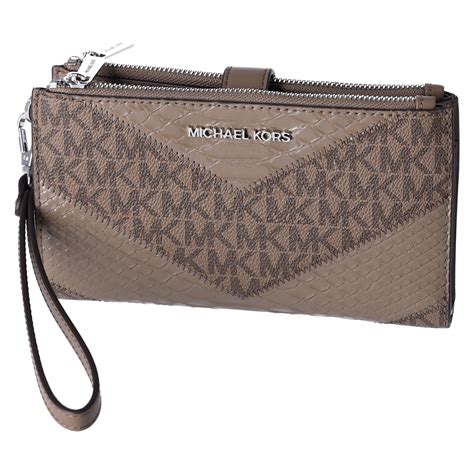 Michael Kors Womens Jet Set Travel Large Double Zip Wallet Mk Signature Multi Python Design