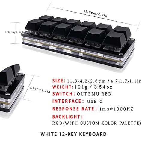 12 Key Mechanical Gaming Keyboard One Handed Keypad Usbc Wired Osu Key