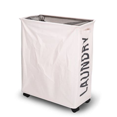 Danya B Collapsible Waterproof Wheels Folding Laundry Hamper White