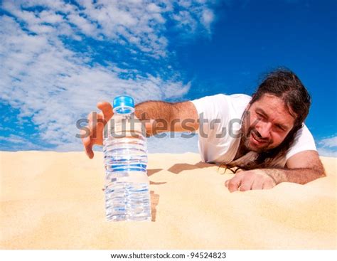 Thirsty Man Desert Reaches Bottle Water Stock Photo 94524823 | Shutterstock