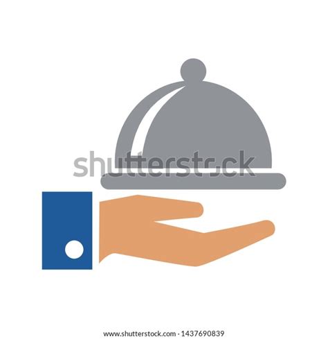 Waiter Hand Holding Cloche Serving Plate Stock Vector Royalty Free