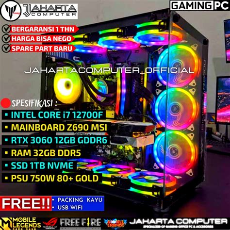 Jual PC GAMING FULLSET I7 12700F RAM 32GB DDR5 SSD 1TB NVME RTX 3060