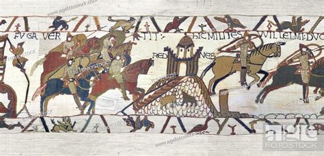 Bayeux Tapestry Scene 18 Normans Attack Dol Rennes Stock Photo