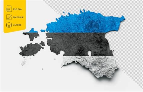 Estonia Mapa Bandera Relieve Sombreado Color Altura Mapa Sobre Fondo